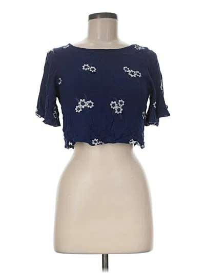 Pre-owned Caution To The Wind Short Sleeve Top Blue Square Neckline Tops