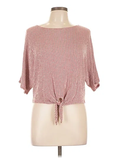 Pre-owned Caution To The Wind Short Sleeve Top Burgundy Boatneck Tops