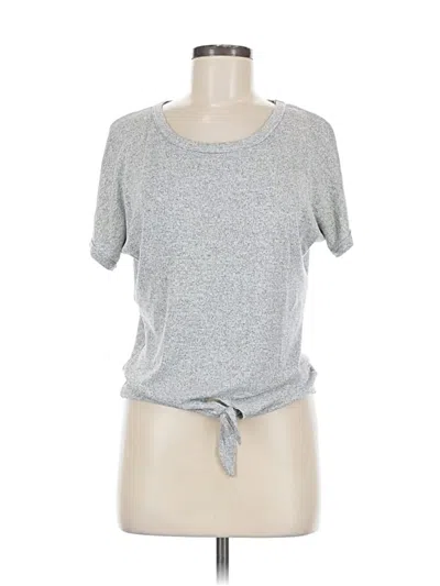 Pre-owned Caution To The Wind Short Sleeve Top Gray Keyhole Neckline Tops