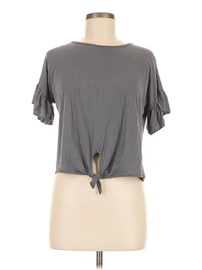 Pre-owned Caution To The Wind Short Sleeve Top Gray Keyhole Neckline Tops