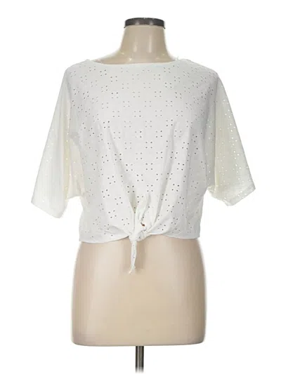 Pre-owned Caution To The Wind Short Sleeve Top Ivory Crew Neck Tops