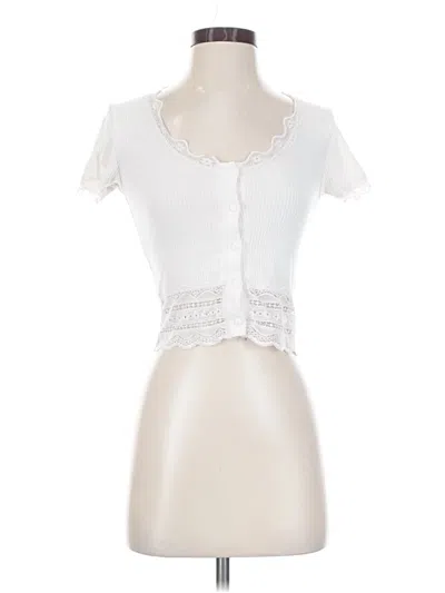 Pre-owned Caution To The Wind Short Sleeve Top Ivory Sweetheart Neckline Tops