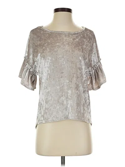 Pre-owned Caution To The Wind Short Sleeve Top Silver Metallic Pattern Boatneck Tops