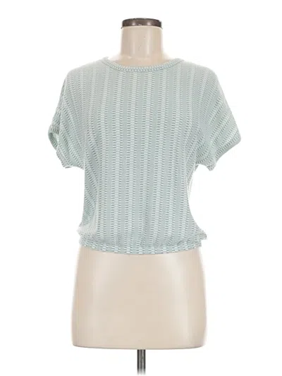 Pre-owned Caution To The Wind Short Sleeve Top Teal Square Neckline Tops