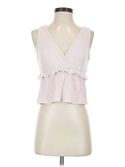 Pre-owned Caution To The Wind Tank Top Pink Plunge Neckline Tops