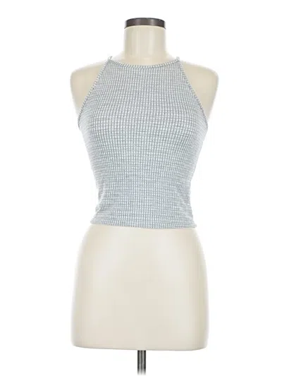 Pre-owned Caution To The Wind Tank Top Silver Halter Neckline Tops