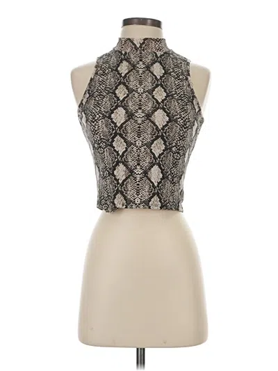 Pre-owned Caution To The Wind Tank Top Silver Halter Neckline Tops