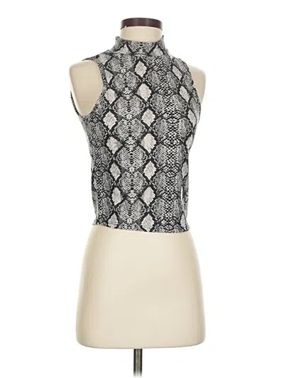 Pre-owned Caution To The Wind Tank Top Silver Halter Neckline Tops