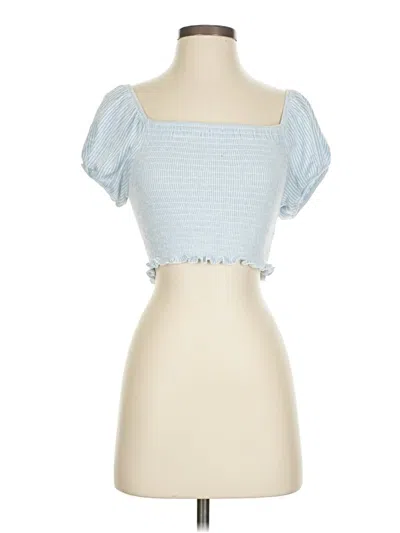 Pre-owned Caution To The Wind Tube Top Blue Strapless Neckline Tops