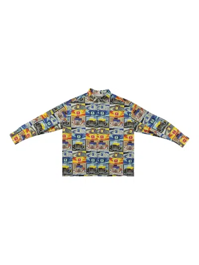 Cav Empt Car-print Long-sleeve Shirt In Blue