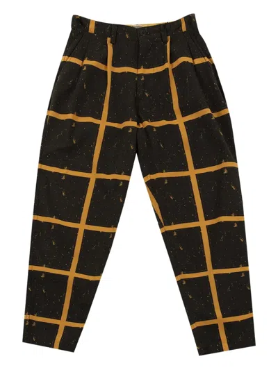 Cav Empt Checked-pattern Pleated-details Trousers In Black