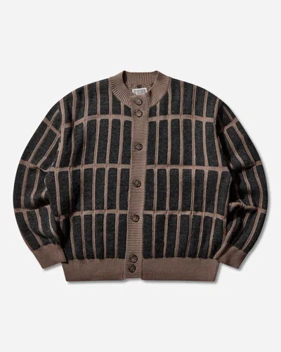 Cav Empt Men S Rectangular Bar Knit Cardigan In Brown