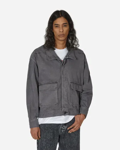 Cav Empt Overdye Brushed Cotton Button Jacket Charcoal In Black