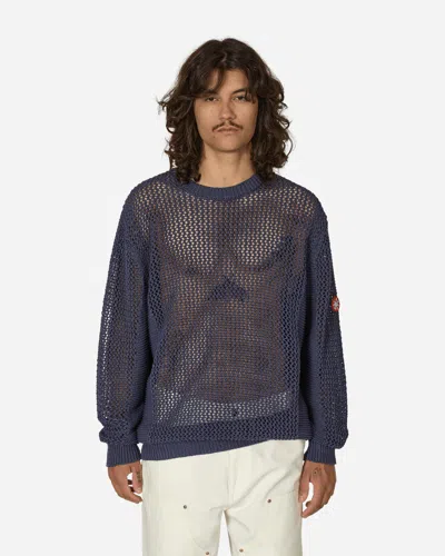 Cav Empt Side Rib Loose Net Knit Sweater In Blue