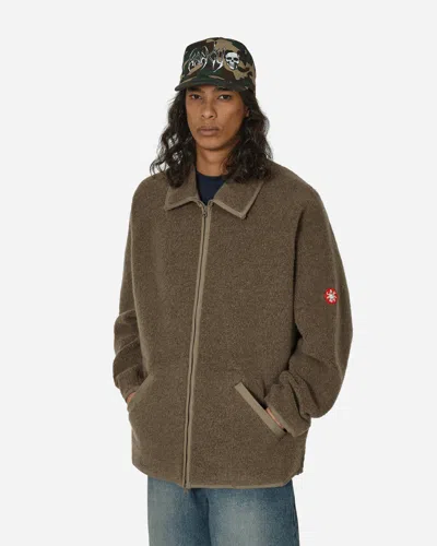 Cav Empt Wool Boa Fleece Zip Up Jacket Khaki In Green