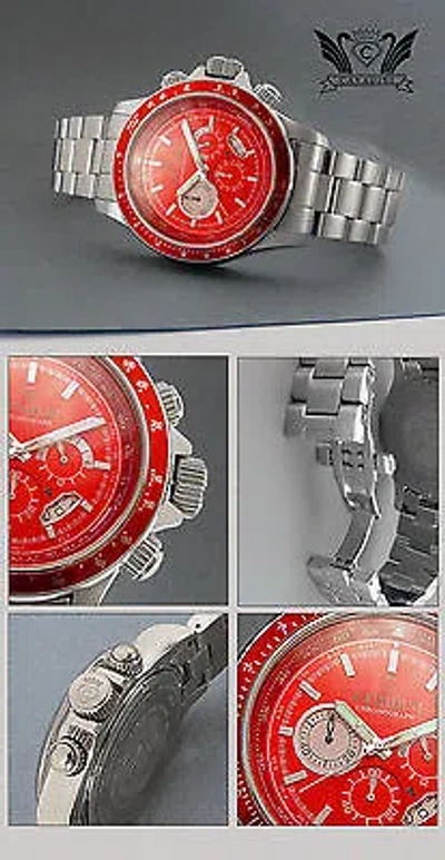 Pre-owned Cavadini Chronograph Sport Model Red Solid Stainless Steel 300gramm, 1 31/32in