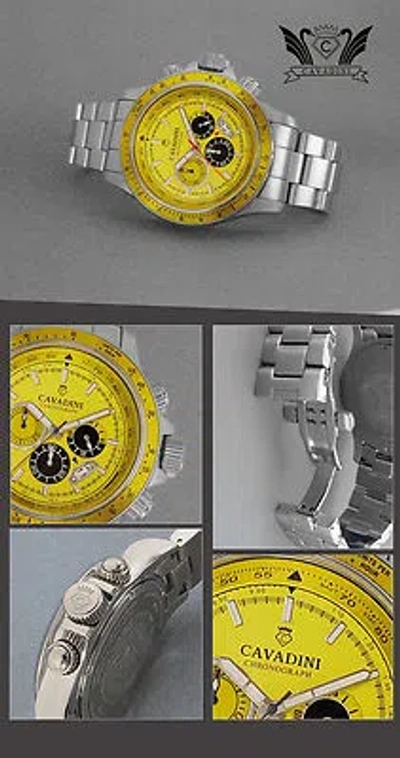 Pre-owned Cavadini Chronograph Sport Model Yellow Solid Steel Cv-1261 300 Gram 1 31/32in
