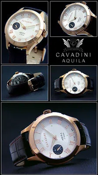 Pre-owned Cavadini Hand - Wound Watch Men's  Unitas Swiss Eta-6497 Edelstahl-rosé Cv-1301 In Silver