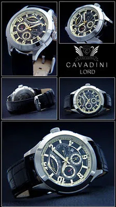 Pre-owned Cavadini Men's Watch Automatic Calendar Caliber Miyota 9100 Black-gold Cv1302 In Light Slate Gray