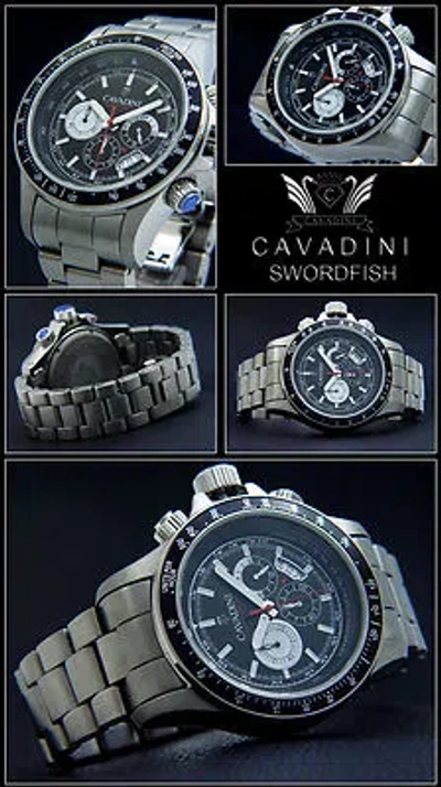 Pre-owned Cavadini Men's Watch Chronograph Date Solid Titanium Sport Black Cv-1260 50 Mm