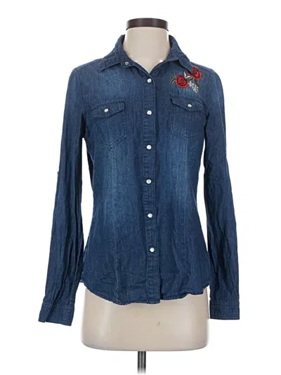 Pre-owned Cavalini Denim Collection Long Sleeve Button Down Shirt In Blue