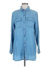 Cavalini Long Sleeve Button Down Shirt In Blue