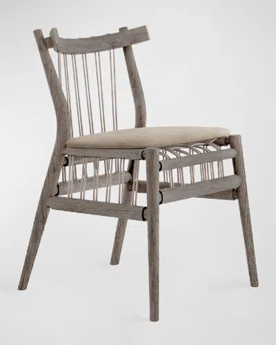 Cavalletto Home Fansipan Leather Dining Side Chair, Set Of 2 In Smoked Oak