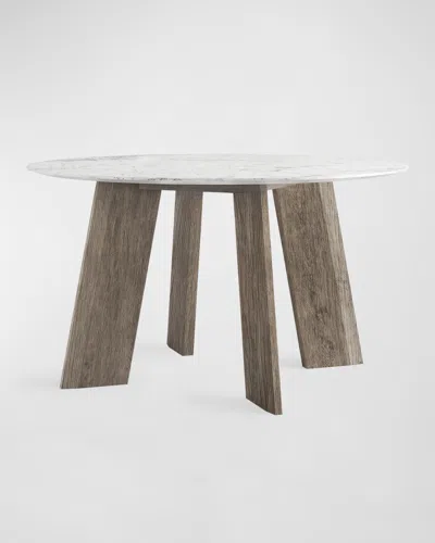 Cavalletto Home Modern Fin Round Dining Table, 51" In Smoked Oak