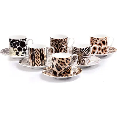 Cavalli 6pcs Coffee Cup & Saucer With Luxury Box In Brown