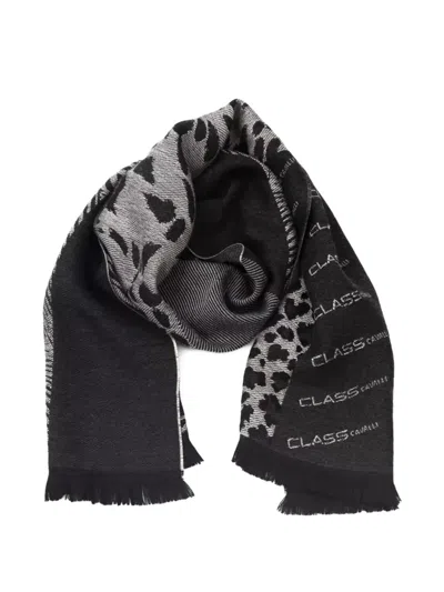 Cavalli Class Animalier Logo-print Scarf In Black