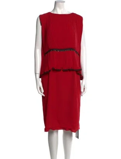 Pre-owned Cavalli Class Bateau Neckline Knee-length Dress In Red