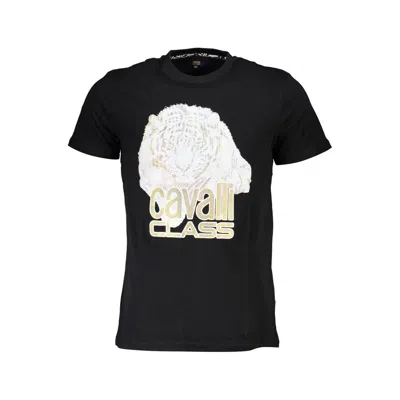 Cavalli Class Black Cotton Men T-shirt In Blue