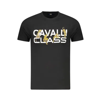Cavalli Class Black Cotton Men's T-shirt In Animal Print