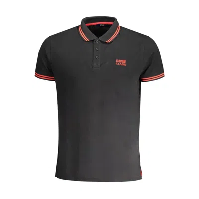 Cavalli Class Black Cotton Polo Shirt In Blue