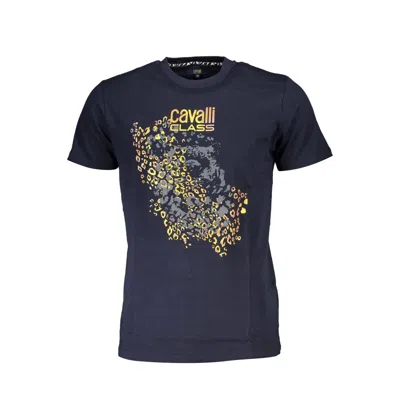 Cavalli Class Blue Cotton Men T-shirt In Black