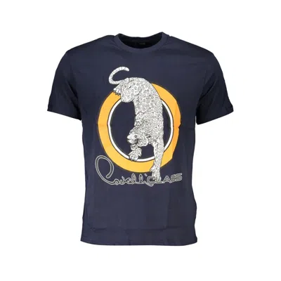 Cavalli Class Blue Cotton T-shirt In Black