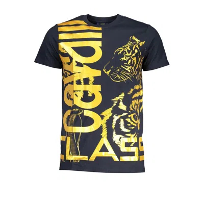 Cavalli Class Black Cotton T-shirt In Blue