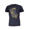 Cavalli Class Blue Cotton Men T-shirt In Black