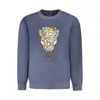 Cavalli Class Leopard-print Sweater In Blue
