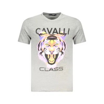 Cavalli Class Brown Cotton Men T-shirt In Gray