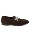 Cavalli Class By Roberto Cavalli Men's Apron Toe Suede Bit Loafers In Brown