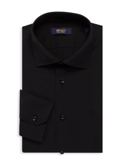 Cavalli Class By Roberto Cavalli Men's Comfort Fit Logo Dress Shirt In Black