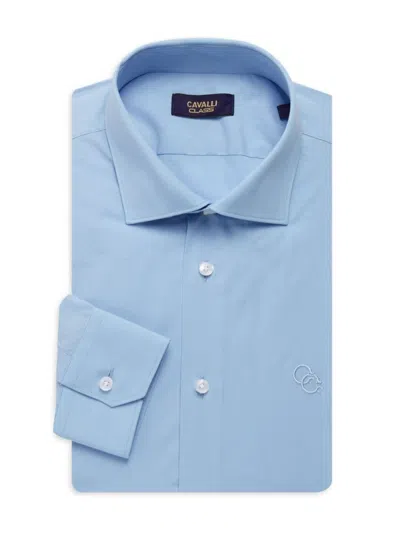 Cavalli Class By Roberto Cavalli Men's Comfort Fit Logo Dress Shirt In Light Blue