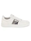 Cavalli Class By Roberto Cavalli Men's Embossed Snakeskin Print Leather Sneakers In White
