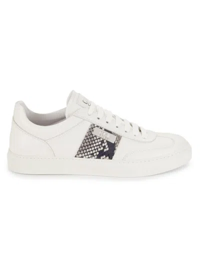 Cavalli Class By Roberto Cavalli Men's Embossed Snakeskin Print Leather Sneakers In White