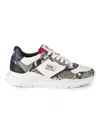Cavalli Class By Roberto Cavalli Men's Python-embossed Low Top Sneakers In White Snake