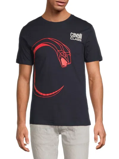 Cavalli Class By Roberto Cavalli Men's Graphic T-shirt In Navy