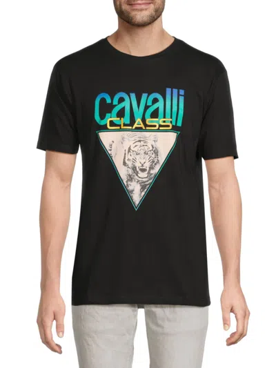 Cavalli Class By Roberto Cavalli Men's Logo Cotton T-shirt In Black