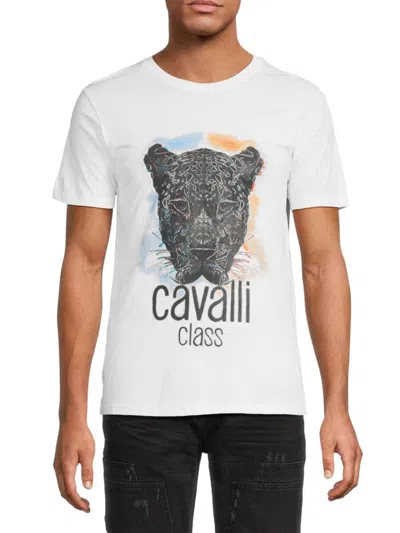 Cavalli Class By Roberto Cavalli Men's Logo Cotton T-shirt In White