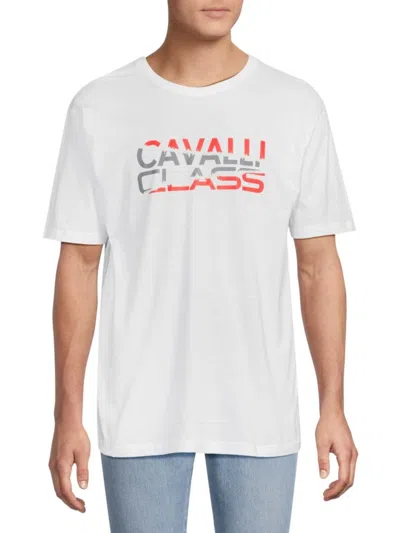 Cavalli Class By Roberto Cavalli Men's Logo Cotton T-shirt In White